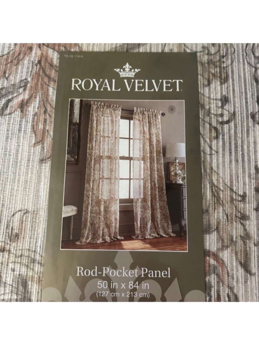 "Royal Velvet Cholet Curtain Set 2 Rod Pocket Panels Floral Beige Rust 50"x 84" - Picture 9 of 14